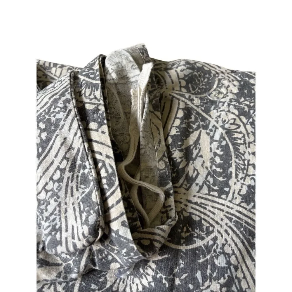 Pottery Barn Finley Paisley Duvet Cover‎ King Cotton Linen Cream Gray